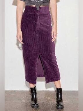 Free People Roxy Pencil Skirt in Stretch Corduroy, NWoT L